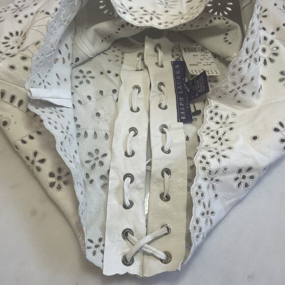 Ralph Lauren Collection Leather Corset Eyelet Crop Top Cami Vintage 2000 Runway - Picture 11 of 16